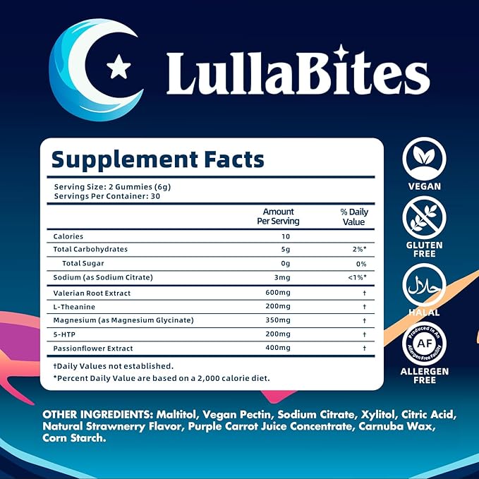 LullaBites Natural Sleep Gummies (Sweet Strawberry Stars)